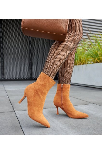 Dámske hnedé členkové topánky, kód F159-CAMEL (Veľkosť 37)