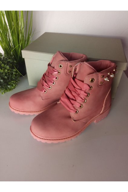 Ružové dámske zimné traperky NJSK DTR604/18P (Veľkosť 35.5)