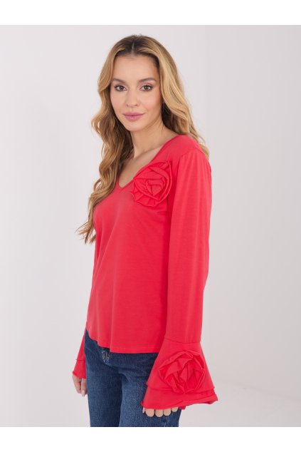 Dámska blúzka s dlhým rukávom koralová IT-BZ-22139.96 (Farba Koralová, Veľkosť ONE SIZE)