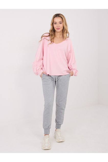 Dámska blúzka over size svetlo-ružová IT-BZ-6465-1.65 (Farba Svetlo-ružová, Veľkosť ONE SIZE)