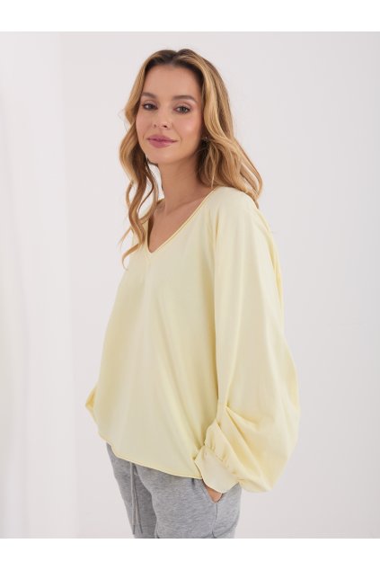 Dámska blúzka over size svetlo-žltá IT-BZ-6465-1.65 (Farba Svetlo-žltá, Veľkosť ONE SIZE)