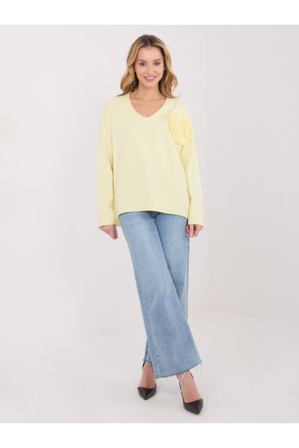 Dámska blúzka over size svetlo-žltá IT-BZ-6694.69 (Farba Svetlo-žltá, Veľkosť ONE SIZE)