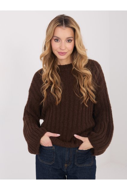 Dámsky sveter farba Hnedá kód MI-SW-1215.51 (Farba Hnedá, Veľkosť ONE SIZE)