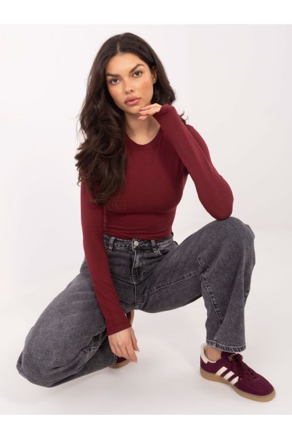 Dámska blúzka s dlhým rukávom bordová WT-BZ-A1173.51 (Farba Bordová, Veľkosť ONE SIZE)