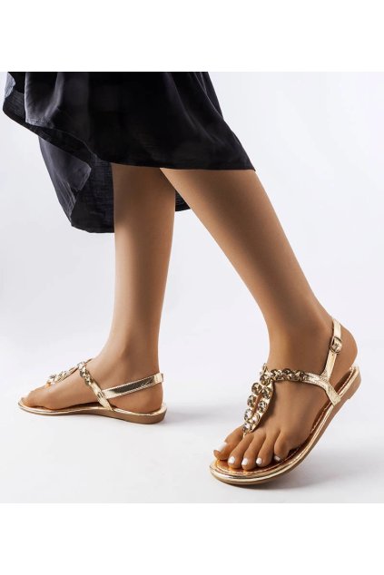 Zlaté sandále so zirkónmi Larocque - GM (Veľkosť 42)