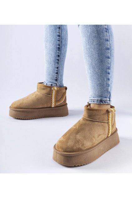 Tmavobéžové snehule na platforme Scavi UA-1833 KHAKI 38 - GM (Veľkosť 39)