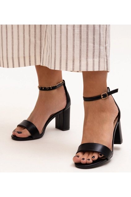 Čierne sandále na podpätku Atifa R152 BLACK 38 - GM (Veľkosť 40)