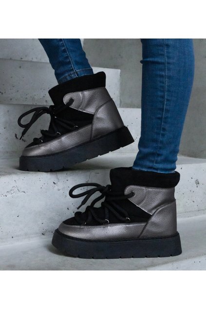 Čierne snehule na platforme zateplené kožušinkou Sapphi 6483 BLACK 38 - GM (Veľkosť 39)