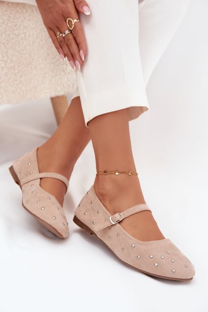 Zdobené dámské baleríny s páskem růžové Olivisse (Veľkosť 38)