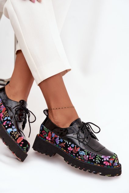 Lakované polobotky z pravé kůže s vzorem Artiker 57C0174 Černé (Veľkosť 38)