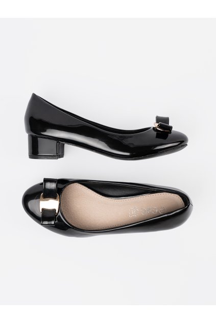 Čierne dámske lodičky na hrubom podpätku Shelvt kod CCC -1- YS-451B (Veľkosť 36)