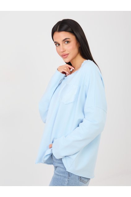 Dámska blúzka over size svetlo-modrá IT-BZ-6527.64 (Farba Svetlo-modrá, Veľkosť ONE SIZE)