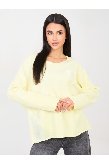 Dámska blúzka over size svetlo-žltá IT-BZ-6527.64 (Farba Svetlo-žltá, Veľkosť ONE SIZE)