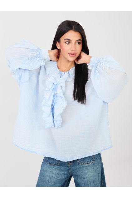 Dámska blúzka košeľová svetlo-modrá IT-BZ-6714.63 (Farba Svetlo-modrá, Veľkosť ONE SIZE)