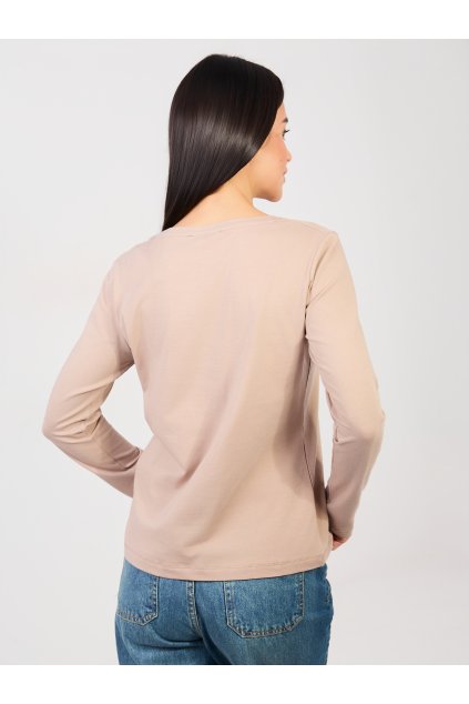 Dámska blúzka basic tmavo-béžová RV-BZ-A1093.77 (Farba Tmavo-béžová, Veľkosť S/M)