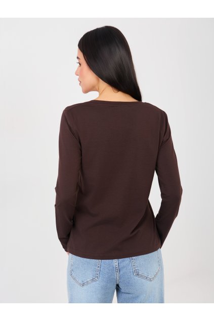 Dámska blúzka basic tmavo-hnedá RV-BZ-A1093.77 (Farba Tmavo-hnedá, Veľkosť L/XL)