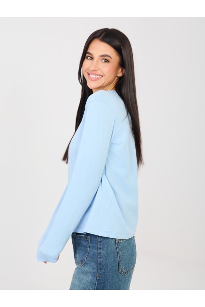 Dámska blúzka basic svetlo-modrá RV-BZ-A1093.77 (Farba Svetlo-modrá, Veľkosť S/M)