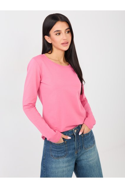 Dámska blúzka basic ružová RV-BZ-A1093.77 (Farba Ružová, Veľkosť S/M)