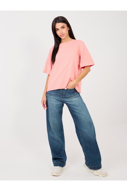 Dámske jednofarebné farba broskyňová kód RV-TS-A1089.87 (Farba Broskyňová, Veľkosť S/M)