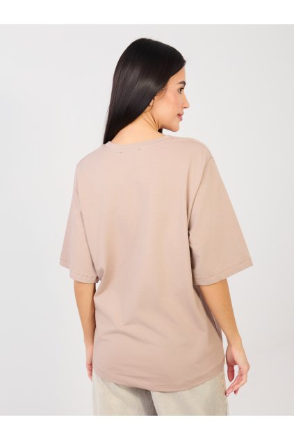 Dámske jednofarebné farba tmavo-béžová kód RV-TS-A1089.87 (Farba Tmavo-béžová, Veľkosť S/M)