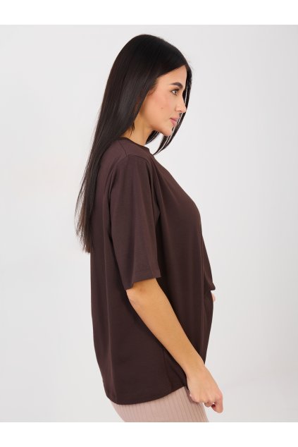 Dámske jednofarebné farba tmavo-hnedá kód RV-TS-A1089.87 (Farba Tmavo-hnedá, Veľkosť S/M)