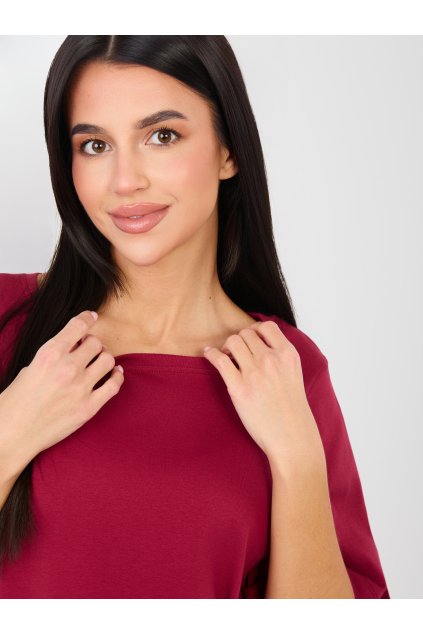 Dámske jednofarebné farba bordová kód RV-TS-A1090.30 (Farba Bordová, Veľkosť S/M)