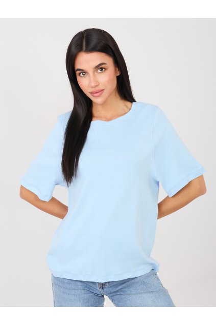 Dámske jednofarebné farba svetlo-modrá kód RV-TS-A1090.30 (Farba Svetlo-modrá, Veľkosť S/M)