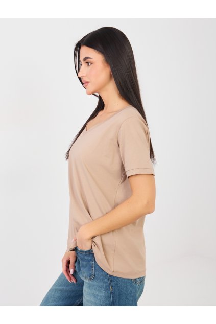 Dámske jednofarebné farba tmavo-béžová kód RV-TS-A1094.45 (Farba Tmavo-béžová, Veľkosť S/M)