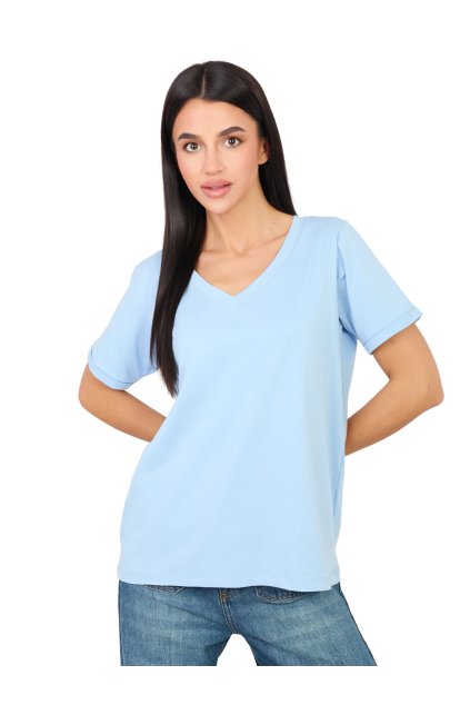 Dámske jednofarebné farba svetlo-modrá kód RV-TS-A1094.45 (Farba Svetlo-modrá, Veľkosť S/M)