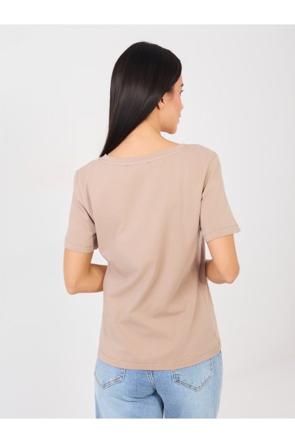 Dámske jednofarebné farba tmavo-béžová kód RV-TS-A1095.33 (Farba Tmavo-béžová, Veľkosť S/M)