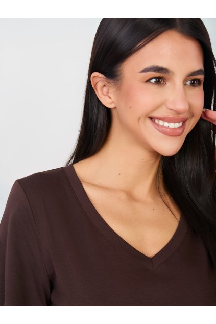 Dámske jednofarebné farba tmavo-hnedá kód RV-TS-A1095.33 (Farba Tmavo-hnedá, Veľkosť S/M)