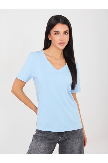 Dámske jednofarebné farba svetlo-modrá kód RV-TS-A1095.33 (Farba Svetlo-modrá, Veľkosť S/M)