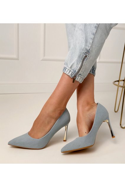 Dámske topánky lodičky modré kód PP-925 - GM PP-925 COWBOY WHITE 38 - GM (Veľkosť 41)