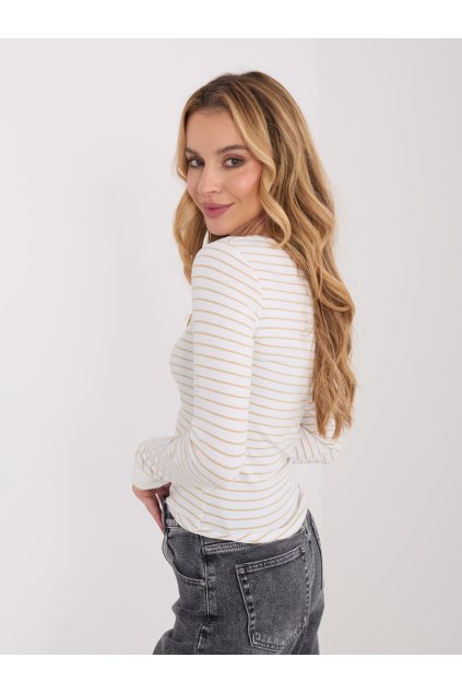 Dámska blúzka s dlhým rukávom bielo-béžová WT-BZ-A1271.49 (Farba Bielo-béžová, Veľkosť ONE SIZE)