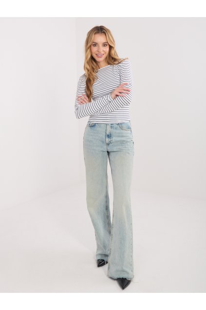 Dámska blúzka s dlhým rukávom bielo-čierna WT-BZ-A1274.57 (Farba Bielo-čierna, Veľkosť ONE SIZE)