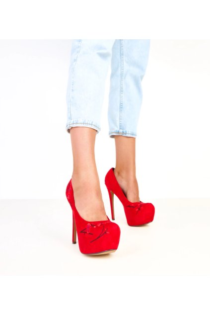 Dámske topánky lodičky červené kód AX-26 - GM AX-26 RED 38 - GM (Veľkosť 38)