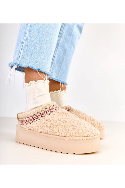 Béžové nízke snehule na platforme Royana C2043-3 Béžové 38 - GM (Veľkosť 39)