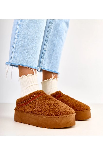 Hnedé nízke snehule na platforme Royana C2043-5 CAMEL 38 - GM (Veľkosť 38)