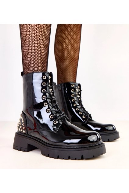 Dámske členkové topánky čierne kód E8636 - GM E8636 BLACK 38 - GM (Veľkosť 39)