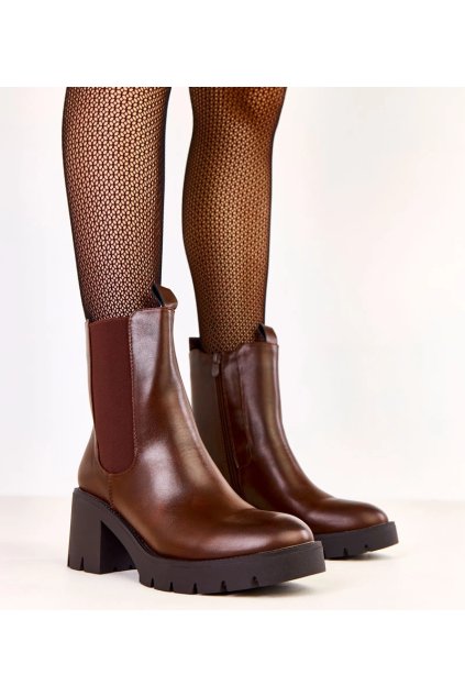 Dámske členkové topánky hnedé kód E8627 - GM E8627 BROWN 38 - GM (Veľkosť 37)