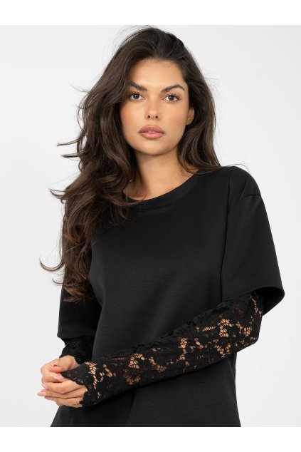 Dámska blúzka s čipkou čierna IT-BZ-22128.27 (Farba Čierna, Veľkosť ONE SIZE)