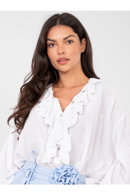 Dámska blúzka košeľová biela IT-BZ-6714.63 (Farba Biela, Veľkosť ONE SIZE)