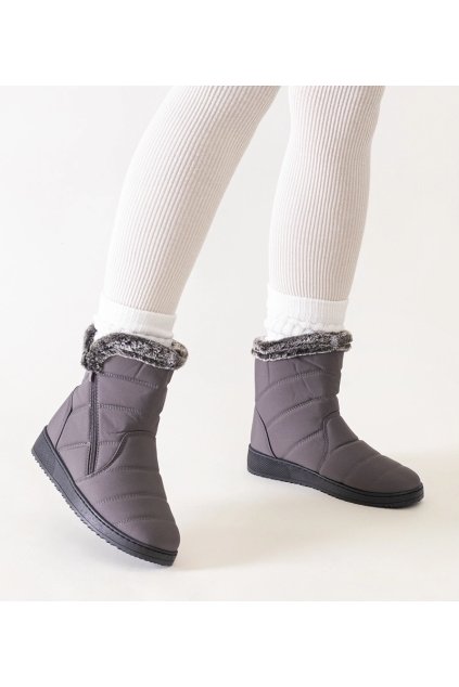 Šedé snehule zdobené kožušinou Khitem BL24051 GREY 38 - GM (Veľkosť 38)