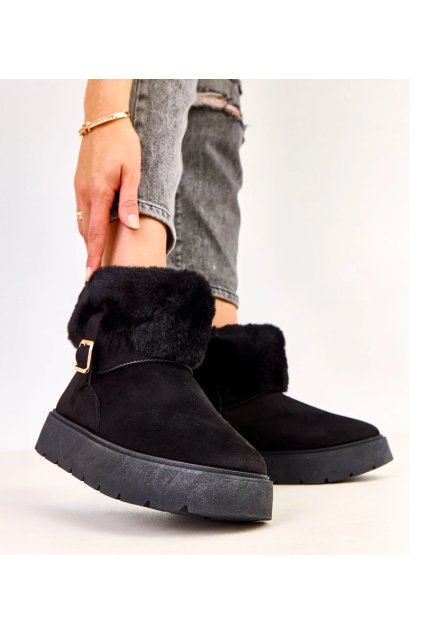 Čierne snehule na platforme zdobené prackou Salini C2018-1 BLACK 38 - GM (Veľkosť 39)