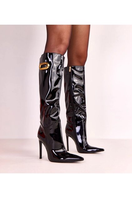 Dámske topánky čižmy čierne kód K558 - GM K558 BLACK 38 - GM (Veľkosť 40)