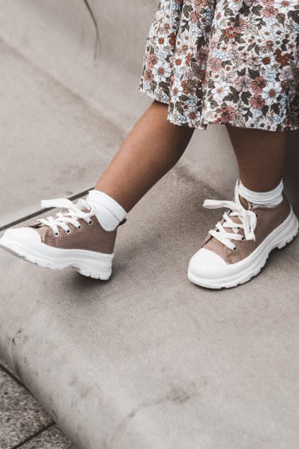 Detské tenisky na platforme béžove travel time / 808-E KHAKI (Veľkosť 28)