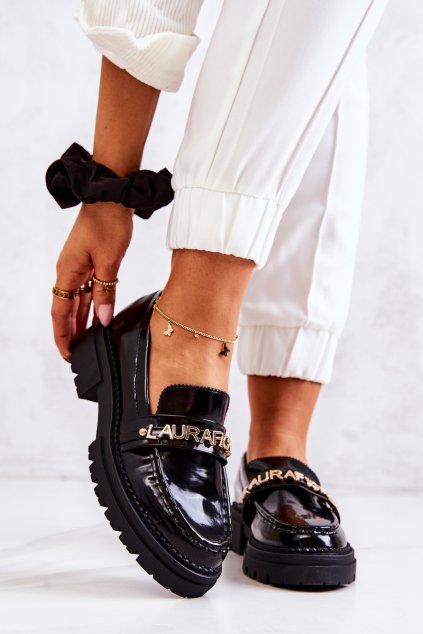 Lakované mokasíny la.fi 210001b-nl černe / 210001B-NL BLK (Veľkosť 39)