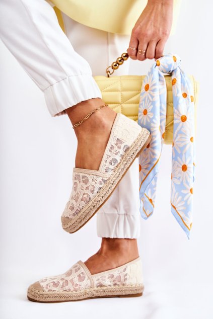 Klasické dámské espadrilky prolamované béžové Catris (Veľkosť 36)