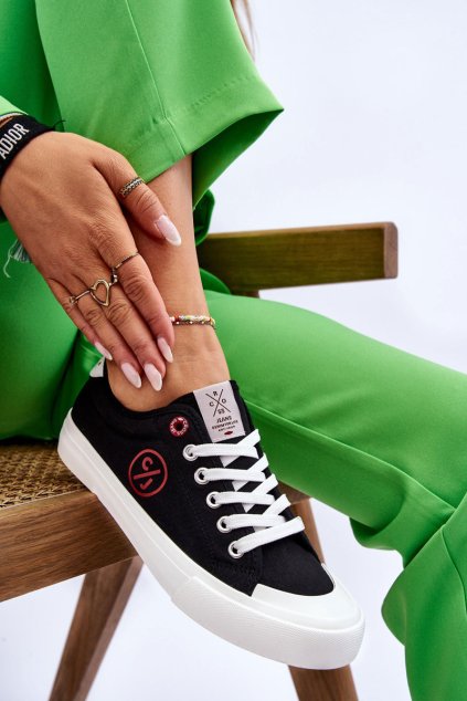 Dámské Cross Jeans Fabric Sneakers LL2R4044 Černé (Veľkosť 36)