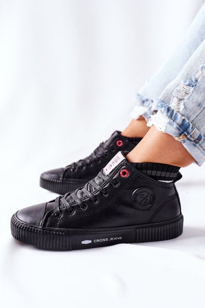 Dámske tenisky cross jeans čierne ii2r4021 / II2R4021 BLK (Veľkosť 36)